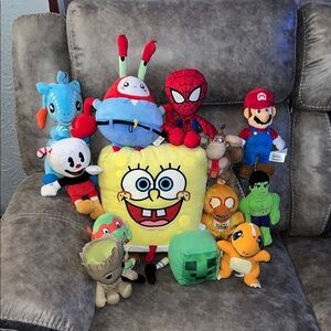 Action Figure Stuffed Assorted Doll Lot